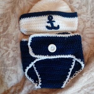 Nautical newborn knitting set